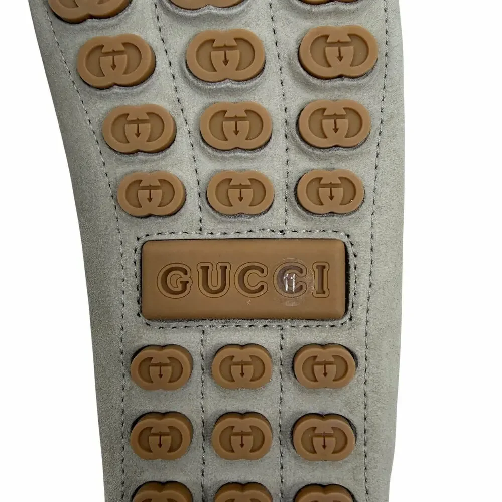 Gucci Byorn Guccisima Horsebit Suede Driver Loafer Oatmeal Size 11.5